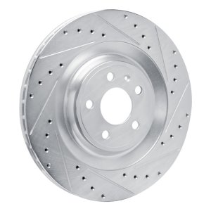Porsche Macan Brake Rotor (1) - Rear Right - R1 Concepts - Drilled & Slotted - Silver - `15-`18